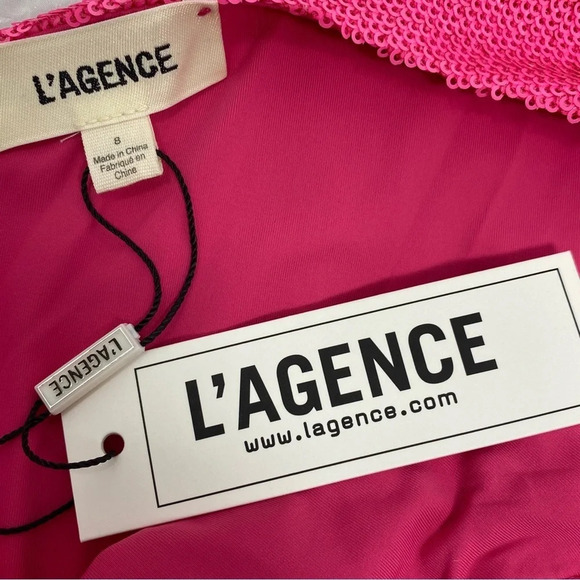 L'Agence Christie Pink Sequin One Shoulder Dress NWT $550 - Picture 11 of 11